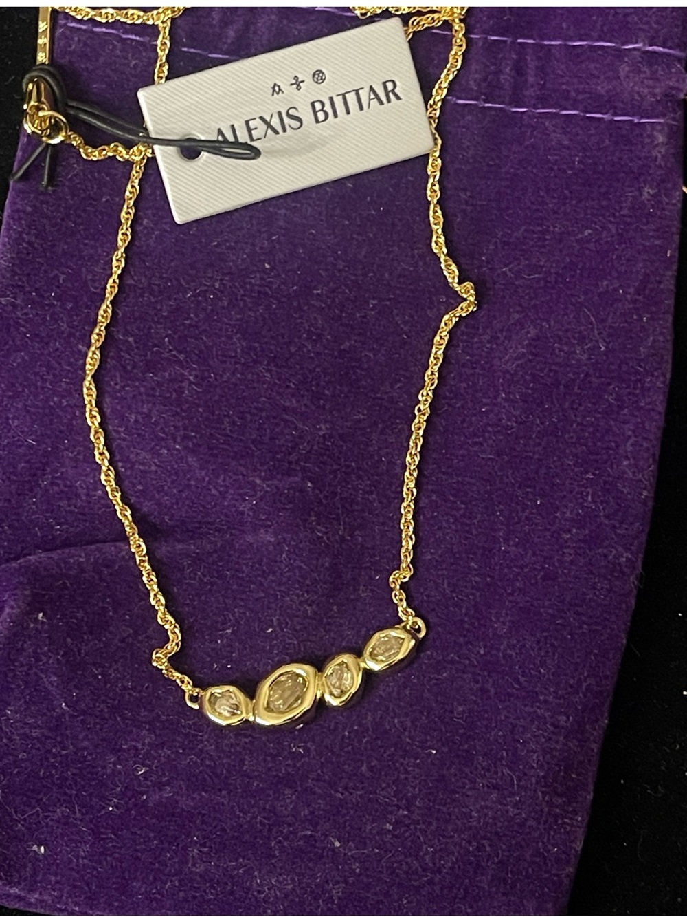 Alexis Bittar Gold Crystal Station Necklace